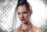 close-up portrait of goth halloween girl 