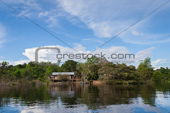 Small hut on the Amazon river