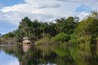 Small hut on the Amazon river