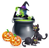 Witch Cartoon Halloween Scene