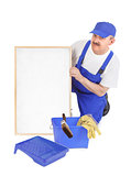 House painter and empty white board