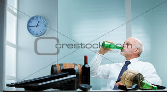 Man drinking on the job