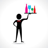 man holding colorful wine glasses and bottles on the tray