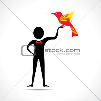 Man holding a bird icon