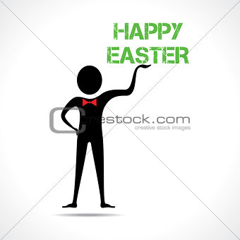 Man holding happy easter text