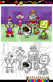 cartoon robots group coloring book
