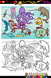 sea life animals group coloring book