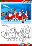 santa claus group coloring page