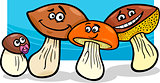 mushrooms group cartoon illustration