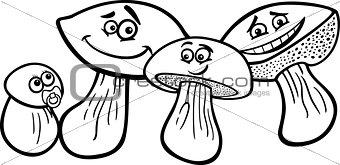 mushrooms cartoon for coloring book