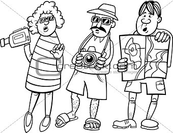 tourist group cartoon illustration