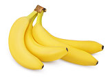 Four bananas isolated on white