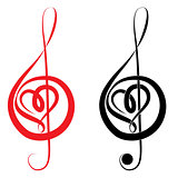 Heart of treble clef and bass clef