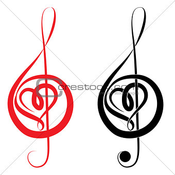 Heart of treble clef and bass clef