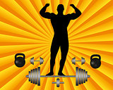 athlete with a barbell and dumbbell weights