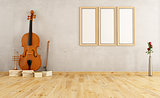 Old room with double bass