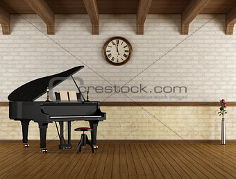 Grand piano in a empty room