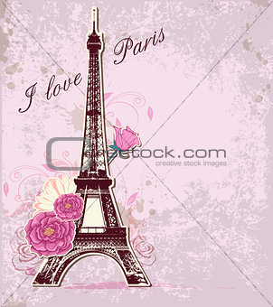 Roses and  Eiffel tower