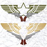 The star icon with wings and revolvers