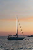 Sail Boat Yacht at Sunset or Sunrise