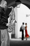 Saxophone Player With Romantic Couple