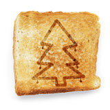 toasted slice of white bread with christmas tree