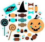 Halloween cute sweet Candy set isolated on white