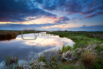 sunset over river, Drenthe