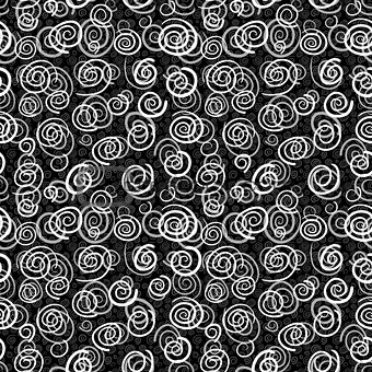 Vector spirals on black background - seamless pattern