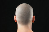 Buddhist Shaved Head, From Behind