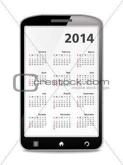 2014 Calendar in Smartphone