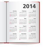 2014 Calendar in notebook