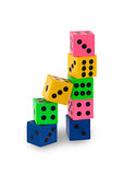 Eight colorfull pensil erasers in the shape of dice