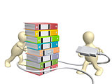 Two puppets with usb cable and folders
