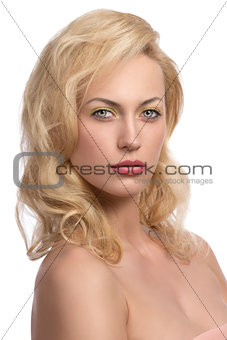 sexy blonde girl in close-up portrait 