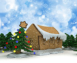 Cardboard Christmas trees and houses