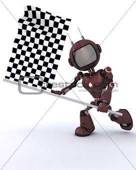 Android waving chequered flag