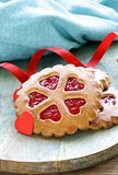 festive cookies decorated with Jelly hearts - romantic gift
