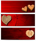 Banners with Wooden Hearts