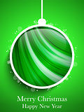 Merry Christmas Happy New Year Ball on Green Background