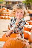 Little Boy Gives Thumbs Up  at Pumpkin Patch 