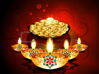 Diwali Background With Deepak Set