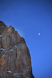 Rocks at early morning and blue sky with moon
