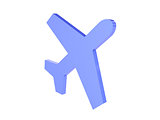 Airplane icon over white background.