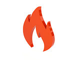 Fire icon over white background.
