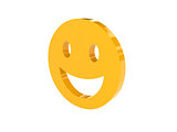 Laugh face icon over white background.