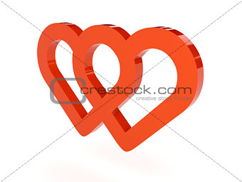 Two hearts icon over white background.
