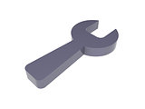 Wrench icon over white background.