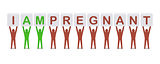 Men holding the phrase i am pregnant.