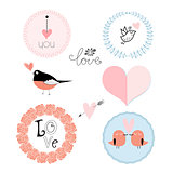 set of emblems for Valentine's Day